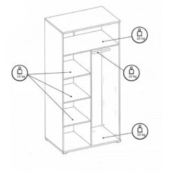 Armoire 2 Portes Blanc Et Gris Soma -Mobilier Soldes armoire 2 portes blanc et gris soma 2
