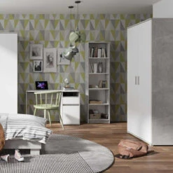 Armoire 2 Portes Blanc Et Gris Soma -Mobilier Soldes armoire 2 portes blanc et gris soma 3