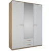 Demeyere Armoire 3 Portes Coloris Blanc Et Naturel Lena -Mobilier Soldes armoire 3 portes coloris blanc et naturel lena