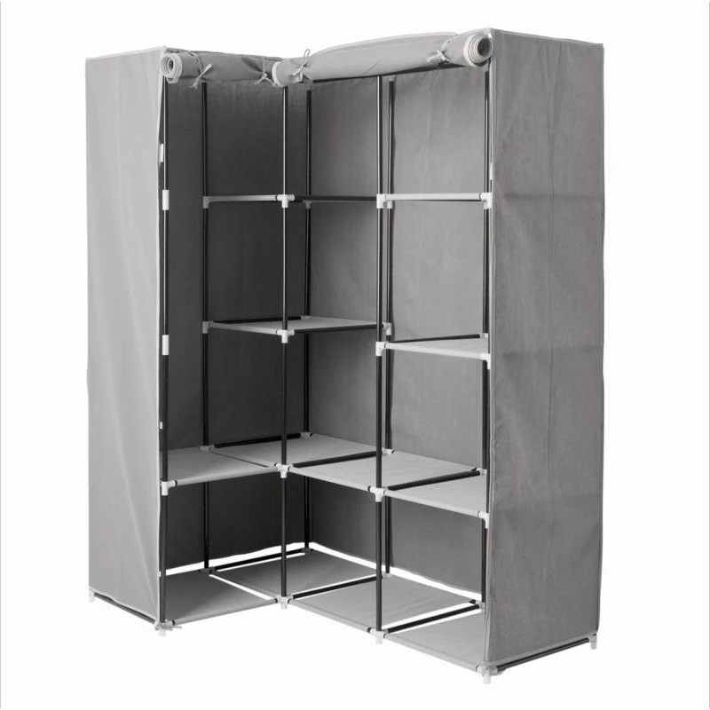 Armoire D'angle 1 Penderie / 10 étagères Gris Atmosphera 3 Armoire D'angle 1 Penderie / 10 étagères Gris Atmosphera