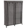 Armoire De Rangement 4 étagères Et 1 Penderie Gris En Tissu -Mobilier Soldes armoire de rangement 4 etageres et 1 penderie gris en tissu