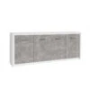 Bahut 4 Portes Blanc Et Gris Béton Gent 2 Bahut 4 Portes Blanc Et Gris Béton Gent -Mobilier Soldes bahut 4 portes blanc gris beton gent