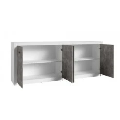 Bahut 4 Portes Blanc Et Gris Béton Gent -Mobilier Soldes bahut 4 portes blanc gris beton gent 2