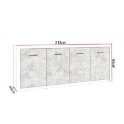 Bahut 4 Portes Blanc Et Gris Béton Gent -Mobilier Soldes bahut 4 portes blanc gris beton gent 3