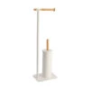 Brosse + Dérouleur WC Métal Blanc Et Bambou -Mobilier Soldes brosse derouleur wc metal blanc et bambou