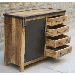 Buffet 1 Porte 4 Tiroirs Bois De Manguier Et Métal 10 Buffet 1 Porte 4 Tiroirs Bois De Manguier Et Métal -Mobilier Soldes buffet 1 porte 4 tiroirs bois de manguier et metal 3