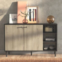 Demeyere Buffet 2 Portes 3 Niches Industriel Arty -Mobilier Soldes buffet 2 portes 3 niches industriel arty 1