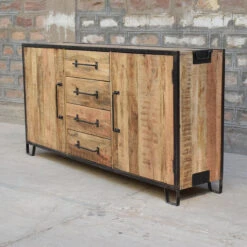 Buffet 2 Portes 4 Tiroirs Manguier -Mobilier Soldes buffet 2 portes 3 tiroirs 2
