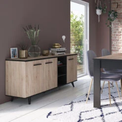 Demeyere Buffet Bas Bruce 3 Portes 3 Niches -Mobilier Soldes buffet bas bruce 3 portes 3 niches 1