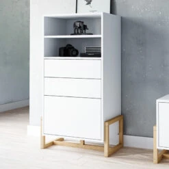 Buffet Haut 2 Tiroirs 1 Porte Oslo Blanc -Mobilier Soldes buffet haut 2 tiroirs 1 porte oslo blanc 4