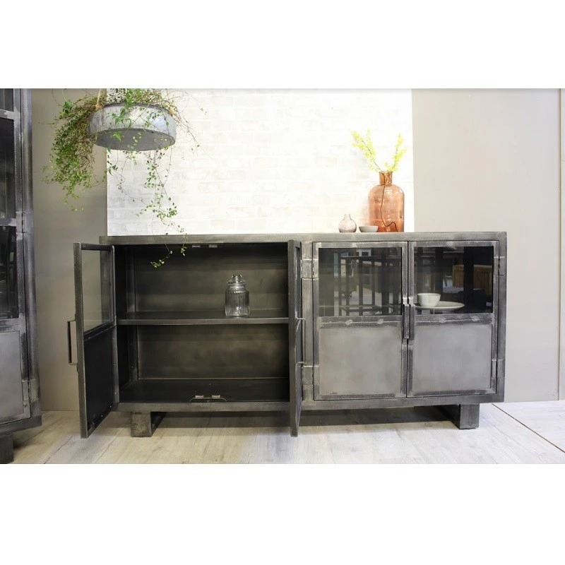 Buffet Métal Noir Jodhpur 4 Portes 5 Buffet Métal Noir Jodhpur 4 Portes – Image 3