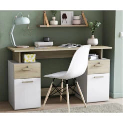 Demeyere Bureau 2 Caissons Blanc/naturel Platon