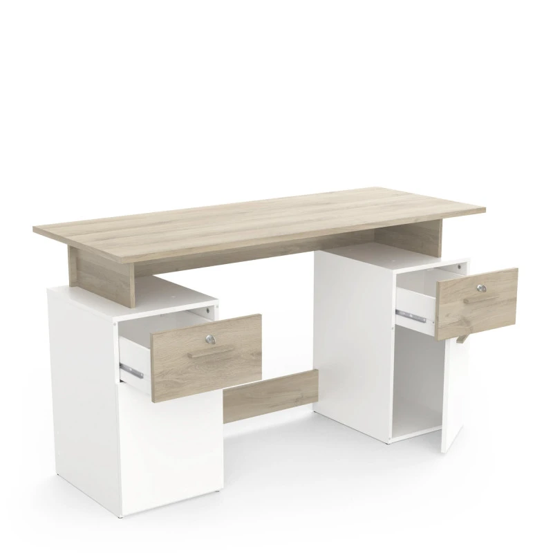 Demeyere Bureau 2 Caissons Blanc/naturel Platon 6 Demeyere Bureau 2 Caissons Blanc/naturel Platon – Image 4