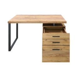 Bureau 3 Tiroirs Pied Métal Elton -Mobilier Soldes bureau 3 tiroirs pied metal elton 3