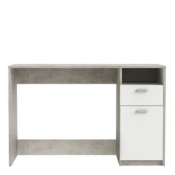 Demeyere Bureau Détroit Béton 1 Porte + 1 Niche + 1 Tiroir -Mobilier Soldes bureau detroit blanc beton 1 porte 1 niche 1 tiroir 2