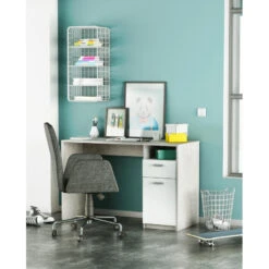 Demeyere Bureau Détroit Béton 1 Porte + 1 Niche + 1 Tiroir -Mobilier Soldes bureau detroit blanc beton 1 porte 1 niche 1 tiroir 4