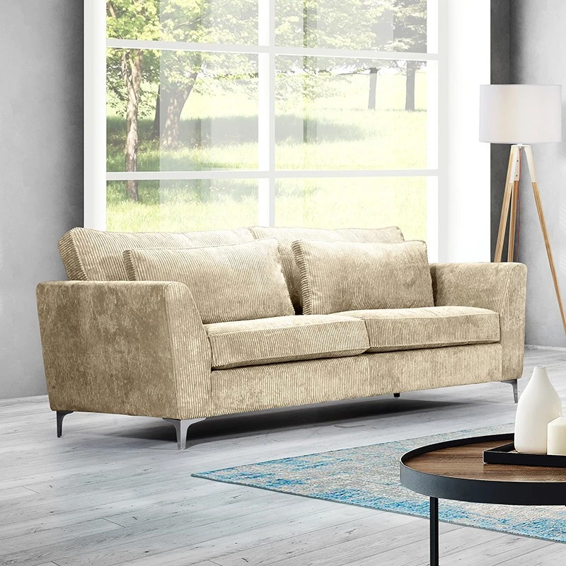 Canapé 3 Places Isla Velours Côtelé Beige 4 Canapé 3 Places Isla Velours Côtelé Beige – Image 2