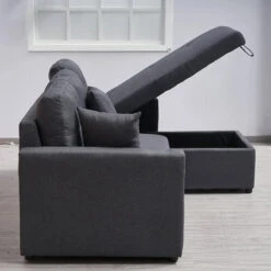 Canapé Angle Convertible Réversible Gris Romy -Mobilier Soldes canape angle convertible reversible gris romy 2