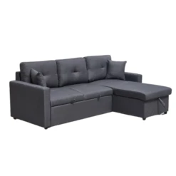 Canapé Angle Convertible Réversible Gris Romy