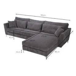 Canapé Angle Droit Isla Velours Côtelé Gris -Mobilier Soldes canape angle droit gris isla 6