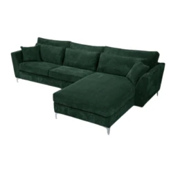 Canapé Angle Droit Velours Côtelé Vert Isla