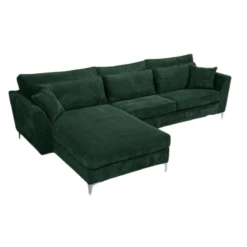 Canapé Angle Gauche Velours Côtelé Vert Isla