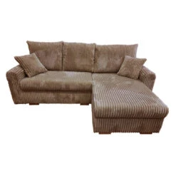 Canapé D'angle Convertible Et Réversible Velours Marron Zora -Mobilier Soldes canape d angle convertible et reversible velours marron zora 2