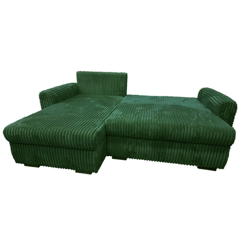 Canapé D'angle Convertible Et Réversible Velours Vert Zora 4 Canapé D'angle Convertible Et Réversible Velours Vert Zora – Image 2