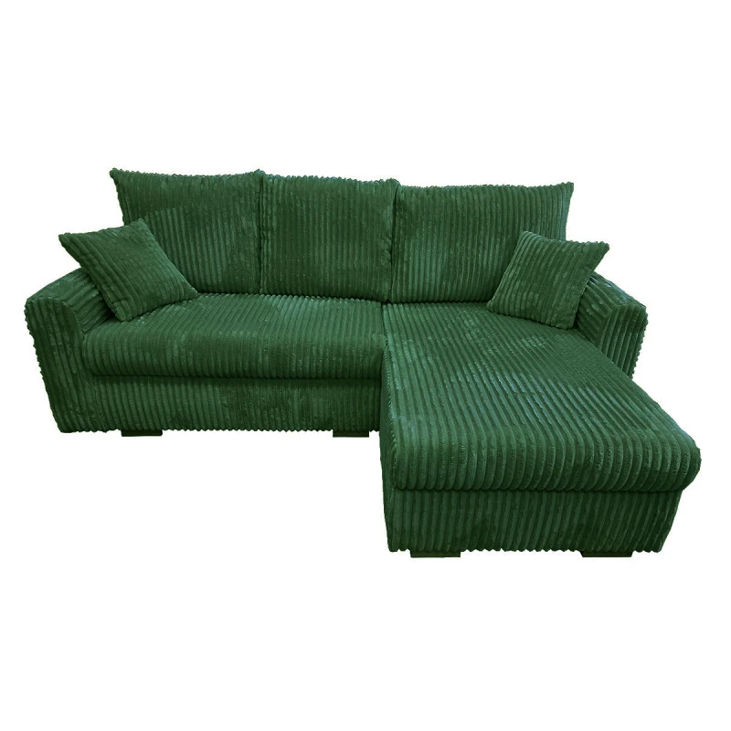 Canapé D'angle Convertible Et Réversible Velours Vert Zora 5 Canapé D'angle Convertible Et Réversible Velours Vert Zora – Image 3