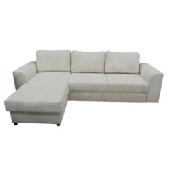 Canapé D'angle Réversible Et Convertible Velours Beige Magda