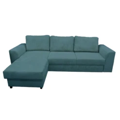 Canapé D'angle Réversible Et Convertible Velours Bleu Magda