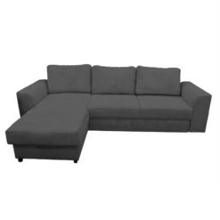 Canapé D'angle Réversible Et Convertible Velours Gris Magda