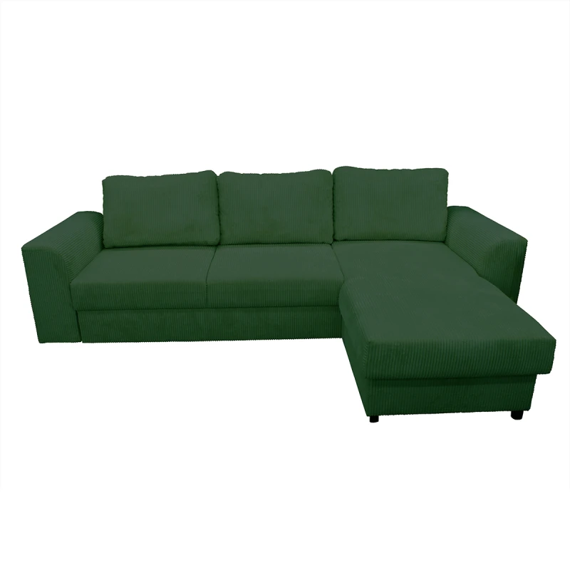 Canapé D'angle Réversible Et Convertible Velours Vert Magda 5 Canapé D'angle Réversible Et Convertible Velours Vert Magda – Image 3