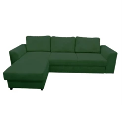 Canapé D'angle Réversible Et Convertible Velours Vert Magda