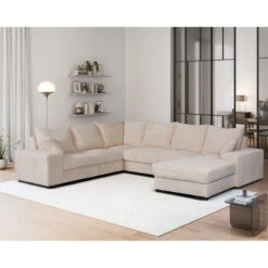 Canapé Panoramique Droit Diana Velours Beige -Mobilier Soldes canape panoramique droit diana velours beige 2