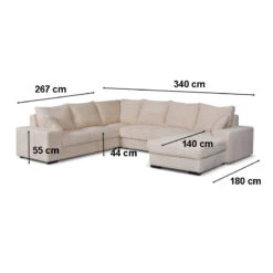 Canapé Panoramique Droit Diana Velours Beige -Mobilier Soldes canape panoramique droit diana velours beige 3