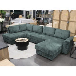 Canapé Panoramique Gauche Convertible Magda Vert 8 Canapé Panoramique Gauche Convertible Magda Vert -Mobilier Soldes canape panoramique gauche convertible magda vert 1