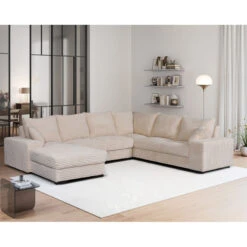 Canapé Panoramique Gauche Diana Velours Beige -Mobilier Soldes canape panoramique gauche diana velours beige 2