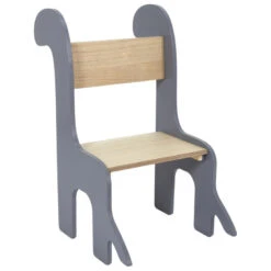 Chaise Enfant Dino Grise Et Bois