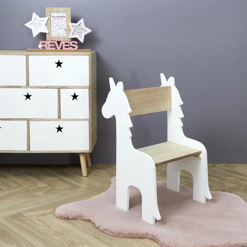 Chaise Enfant Licorne Blanche Et Bois 4 Chaise Enfant Licorne Blanche Et Bois – Image 2