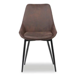 Chaise Mirano Coloris Brun Acier Microfibre -Mobilier Soldes chaise mirano coloris brun 1 3
