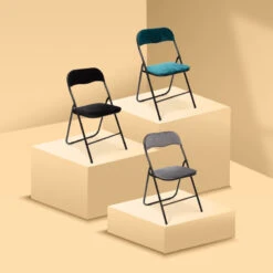 Chaise Pliante Velours Noir 5five 7 Chaise Pliante Velours Noir 5five -Mobilier Soldes chaise pliante vel noir 5five 2