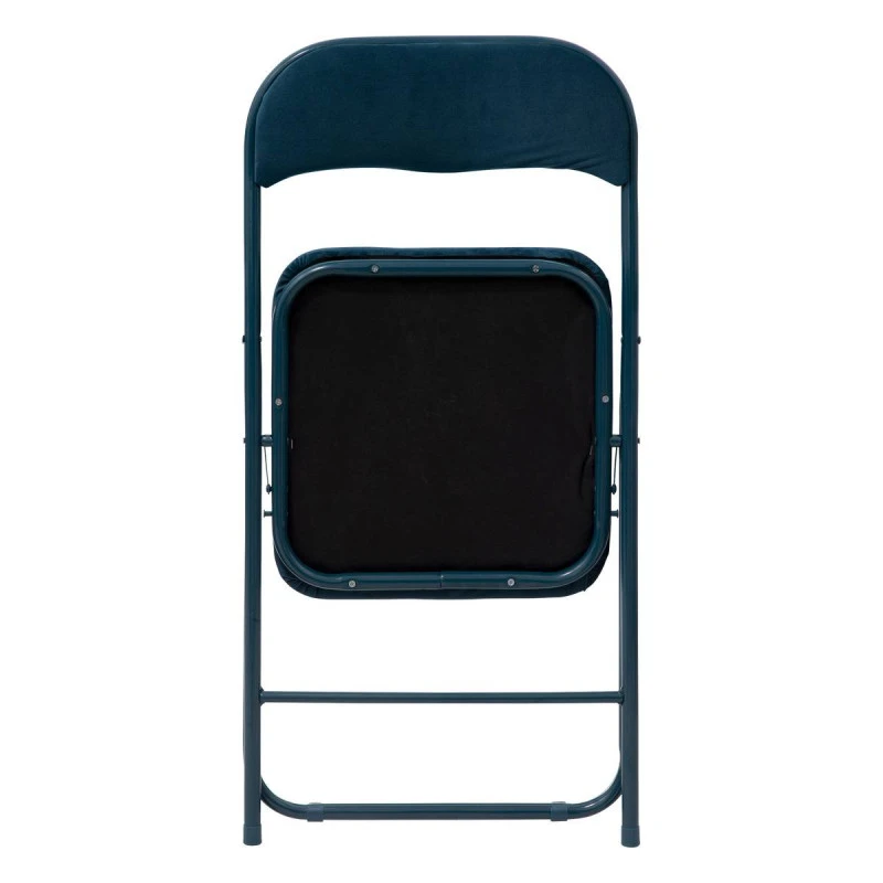 Chaise Pliante Velours Bleu 5five 4 Chaise Pliante Velours Bleu 5five – Image 2