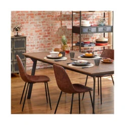 Chaise Vladi Effet Cuir Marron Atmosphera -Mobilier Soldes chaise vladi effet cuir marron atmosphera 4