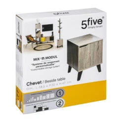 Chevet Mix Naturel Sur Pieds 5Five -Mobilier Soldes chevet mix naturel pied 5five 2