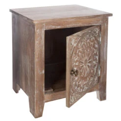 Chevet Shirel 1 Porte Bois Blanchi Atmosphera -Mobilier Soldes chevet shirel 1 porte bois blanchi atmosphera 3