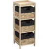 Chiffonnier En Bois 3 Paniers Jacinthe Naturel Et Noir -Mobilier Soldes chiffonnier bois 3 paniers jacinthe naturel et noir