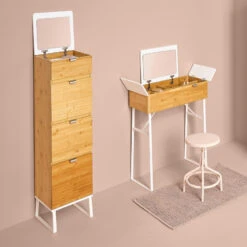 Chiffonnier En Bambou Avec Miroir Levia 5five -Mobilier Soldes chiffonnier en bambou levia 5five 7