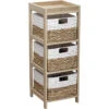 Chiffonnier En Bois 3 Paniers Jacinthe Naturel Et Blanc -Mobilier Soldes chiffonnier en bois 3 paniers jacinthe naturel et blanc