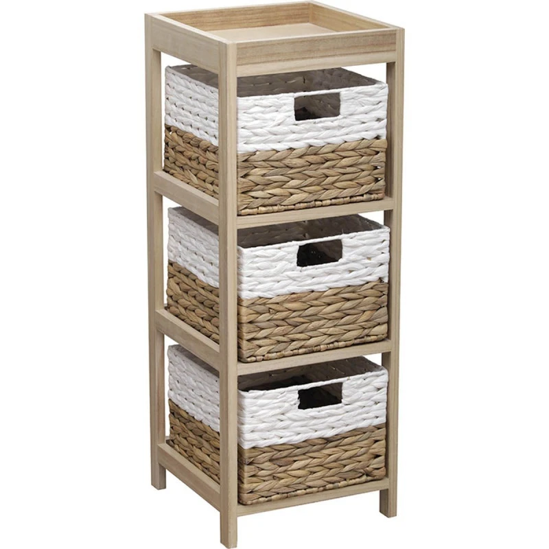 Chiffonnier En Bois 3 Paniers Jacinthe Naturel Et Blanc 3 Chiffonnier En Bois 3 Paniers Jacinthe Naturel Et Blanc
